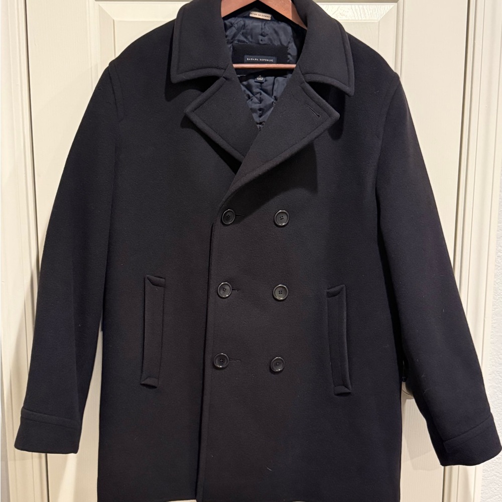 Banana Republic Black Peacoat Classic Wool Cashmere Blend